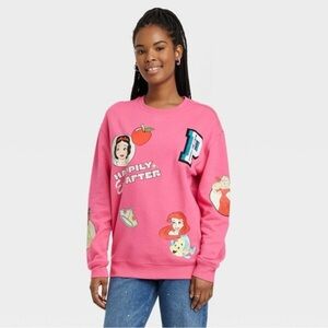 Disney Women's 100 Princess Graphic
Sweatshirt, Raspberry Sorbet
